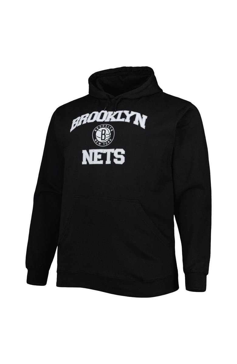 PROFILE Men's Black Brooklyn Nets Big & Tall Heart & Soul Pullover Hoodie, Alternate, color, Black