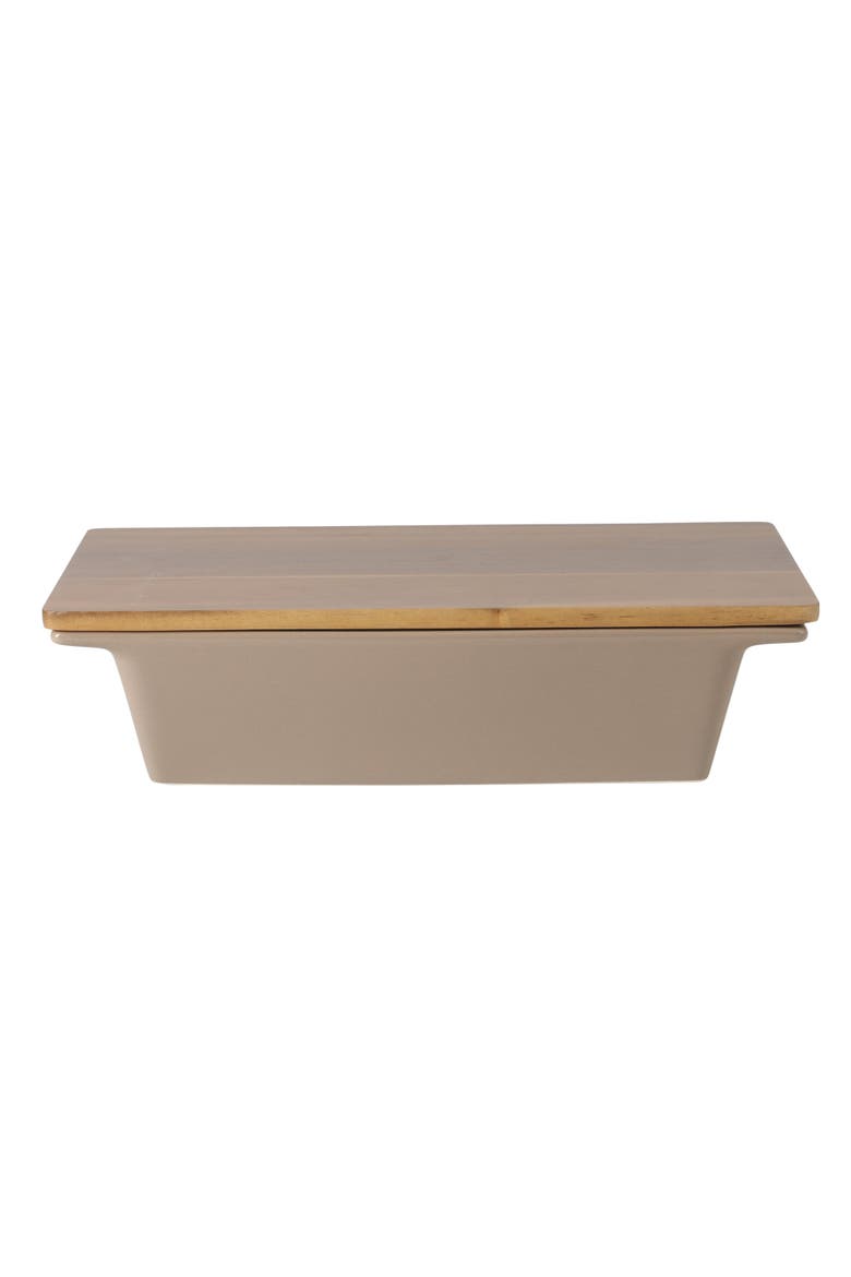Gracious Dining Stoneware Baking Dish with Acacia Wood Lid, Oven Safe Baker, Main, color, Taupe