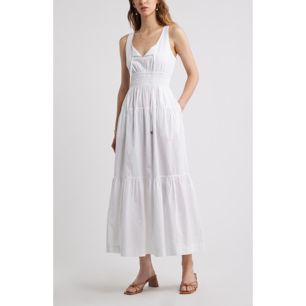Chelsea28 Cotton Poplin Tiered Maxi Sundress in White at Nordstrom, Size Small