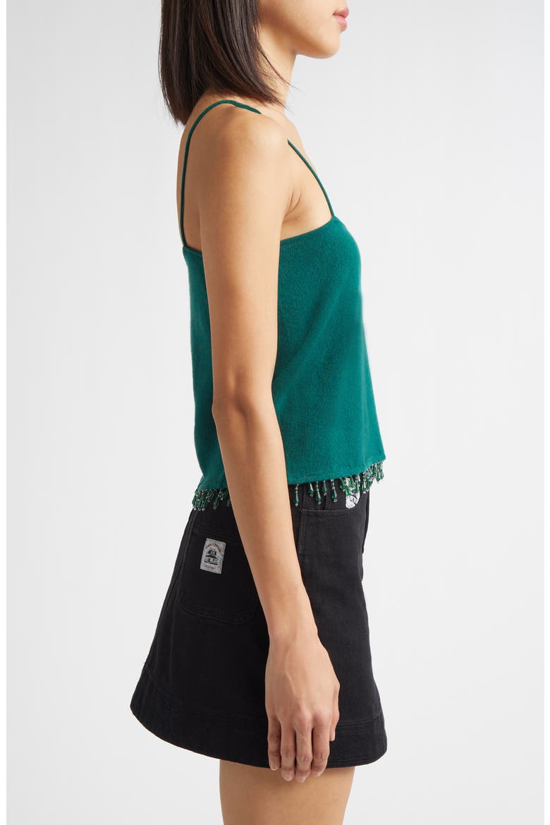 Lodge Beaded Cashmere Camisole, Alternate, color, DARK GREEN