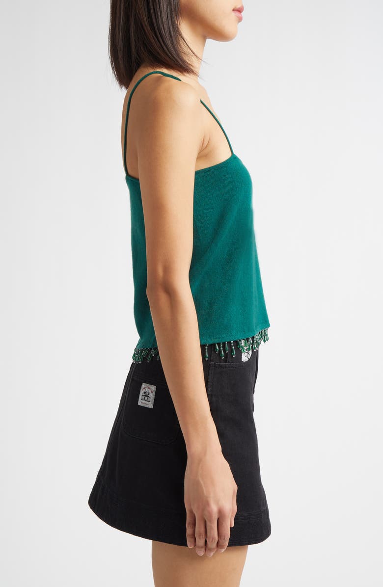Bode Lodge Beaded Cashmere Camisole, Alternate, color, Dark Green