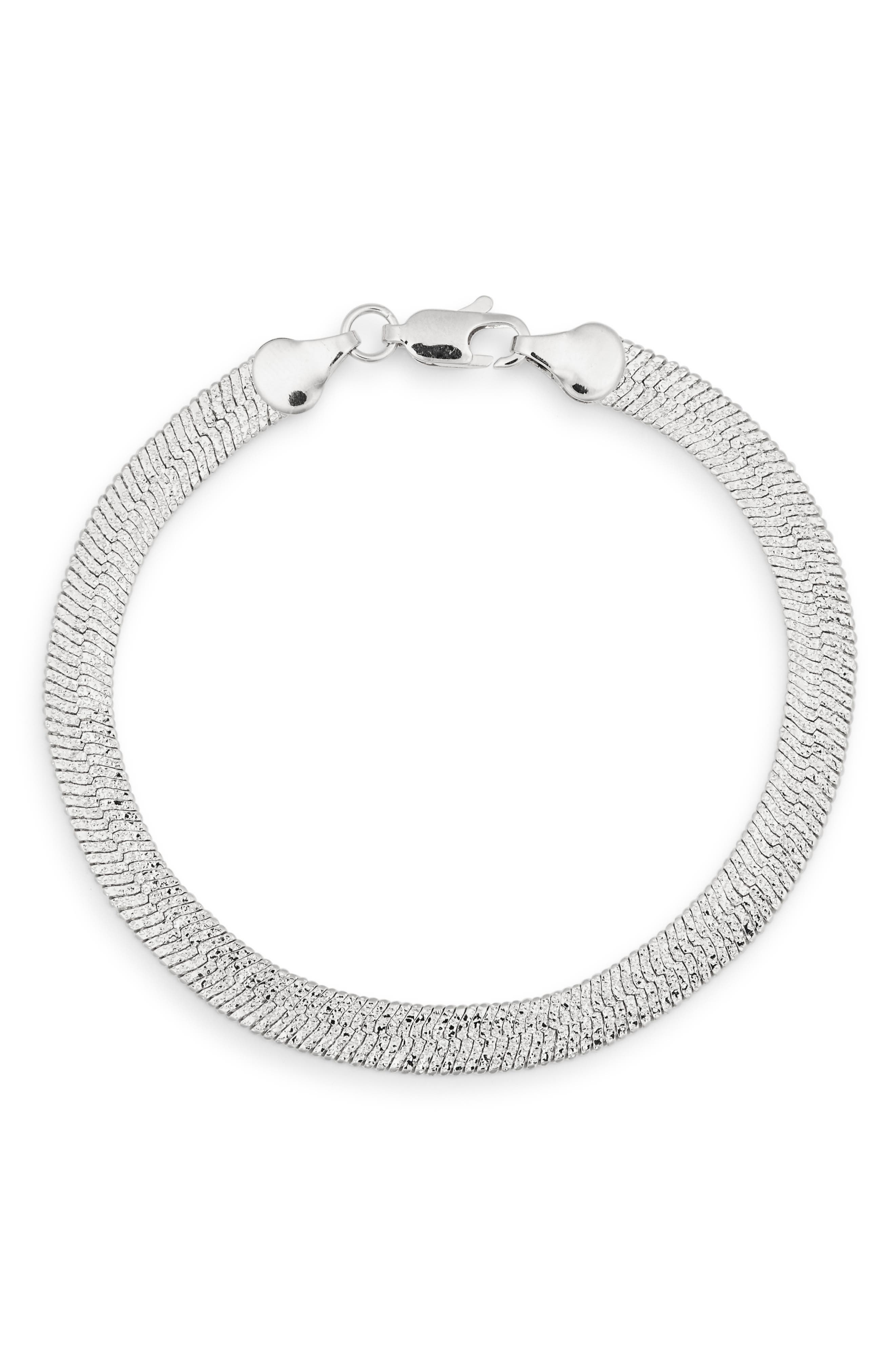 Sterling Forever Dawn Textured Herringbone Bracelet