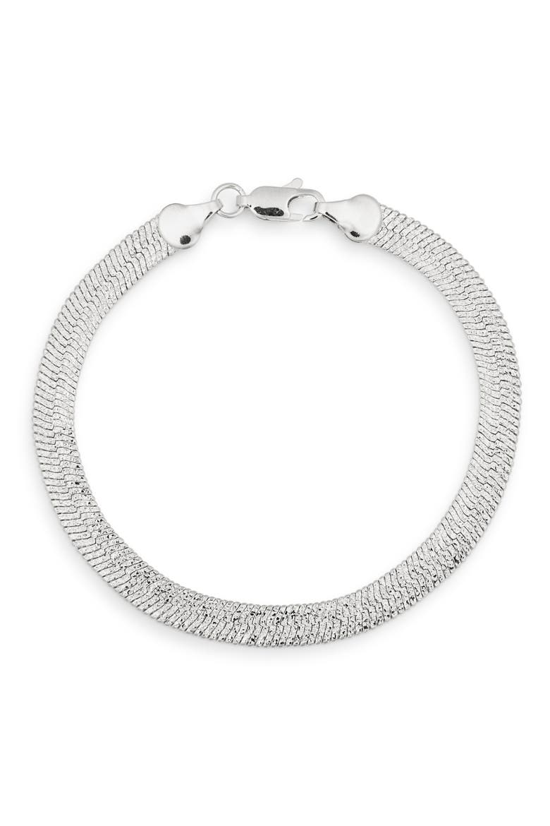 Dawn Textured Herringbone Bracelet, Main, color, SILVER