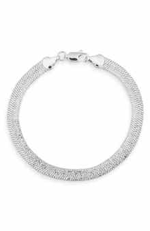 Sterling Forever Dawn Textured Herringbone Bracelet
