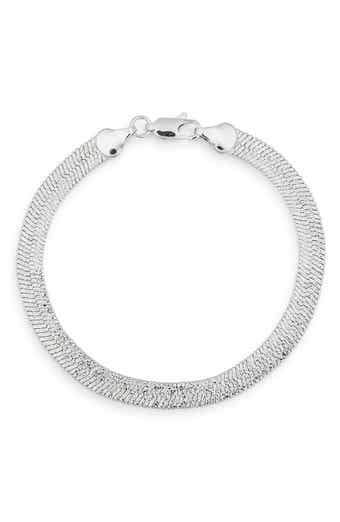 Sterling Forever Dawn Textured Herringbone Bracelet