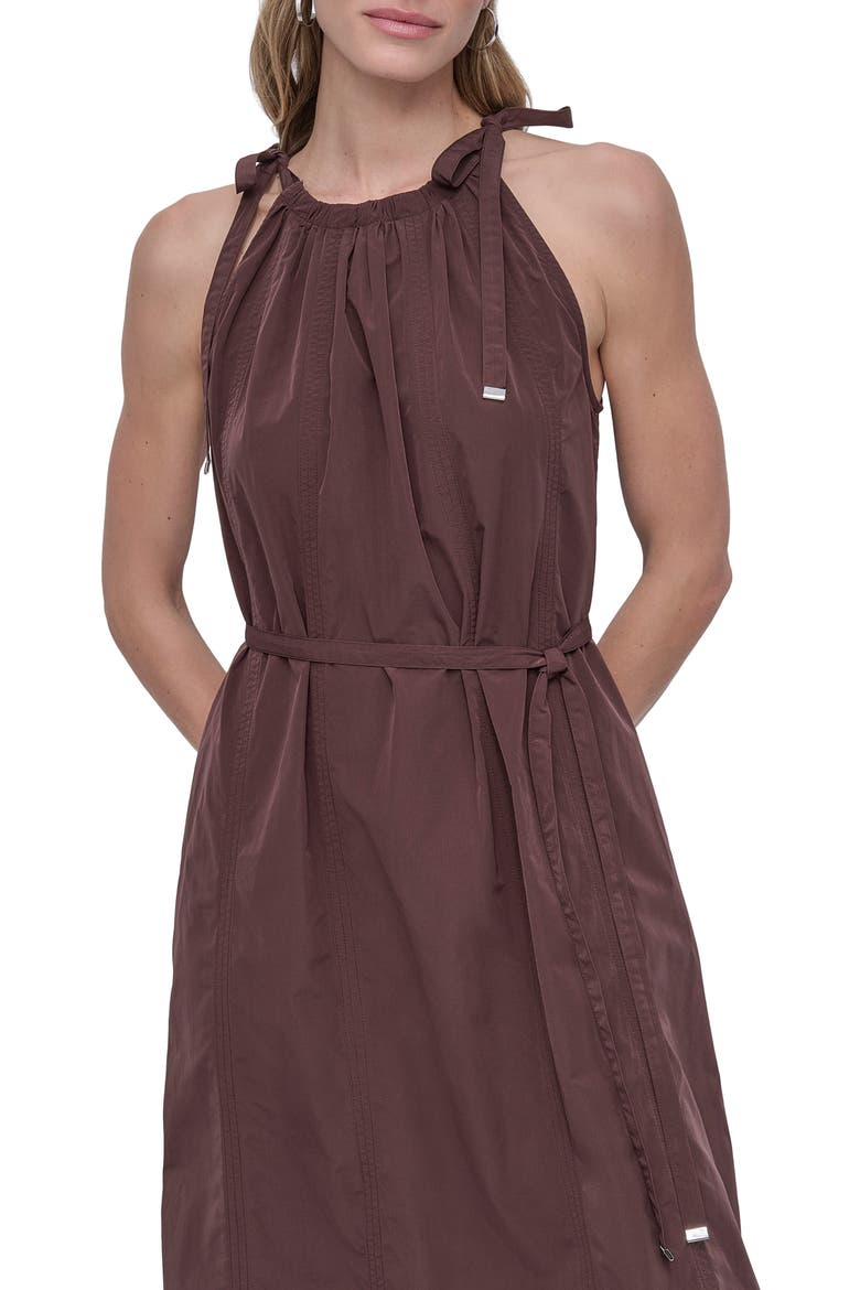 Seamed Halter Midi Dress, Alternate, color, CHOCOLATE