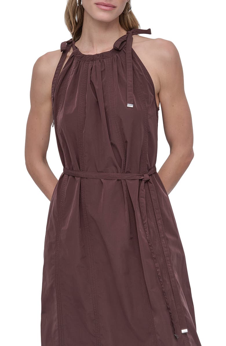 DKNY Seamed Halter Midi Dress, Alternate, color, Chocolate