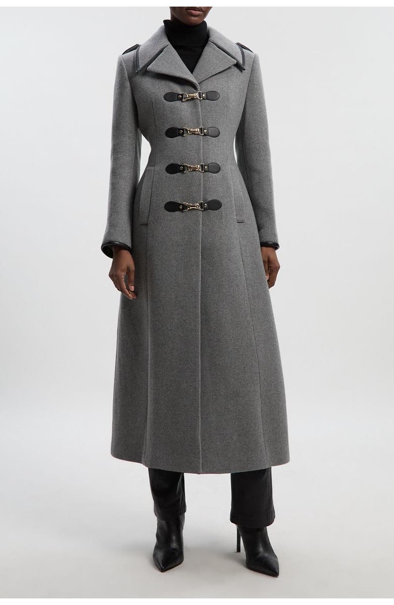 Karen Millen Military Tailored Midi Coat, Alternate, color, Grey