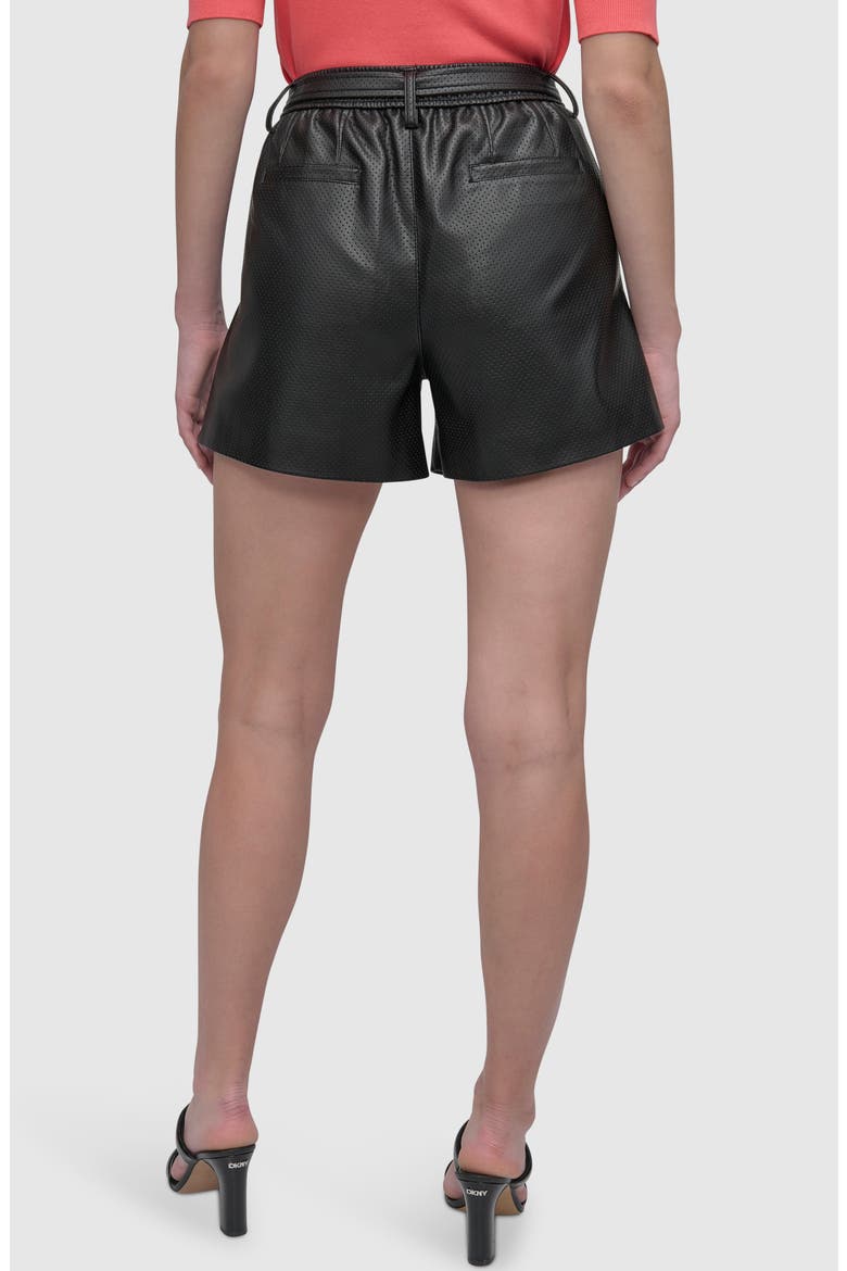 Perforated Faux Leather Shorts, Alternate, color, BLACK