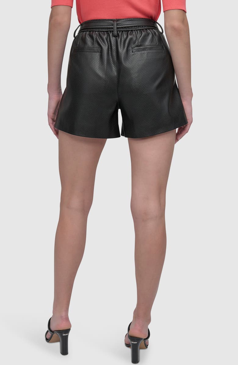 DKNY Perforated Faux Leather Shorts, Alternate, color,