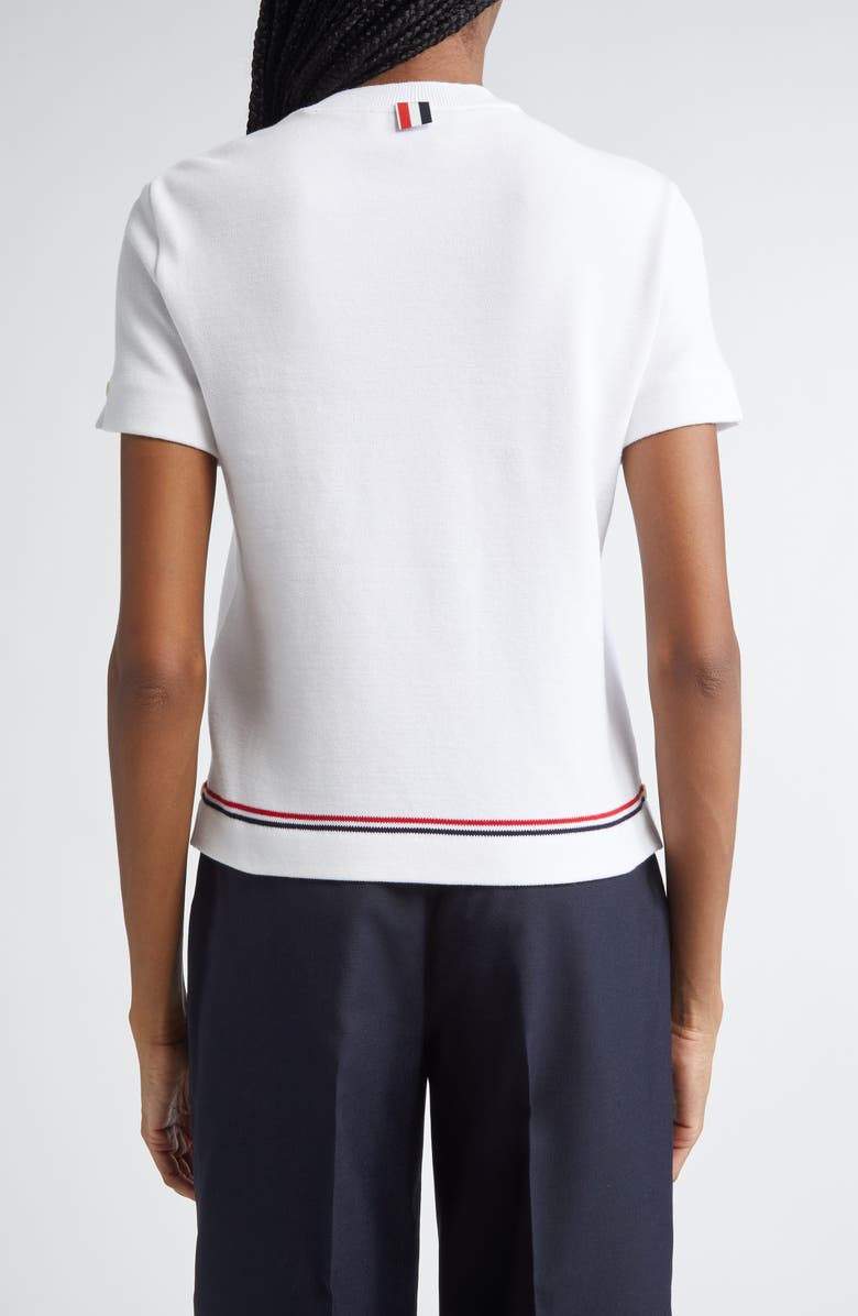 Thom Browne Notched Stretch Cotton T-Shirt, Alternate, color, 