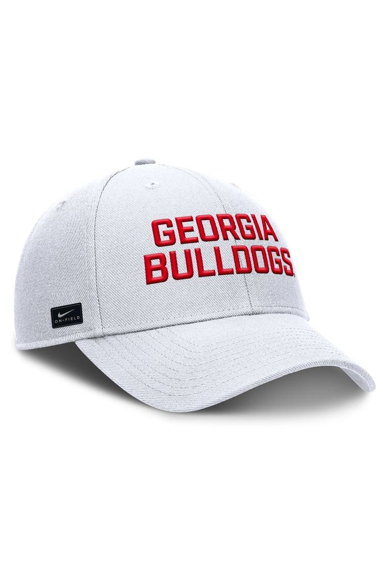Nike Men's Nike White Georgia Bulldogs Rise Practice Adjustable Hat, Alternate, color,