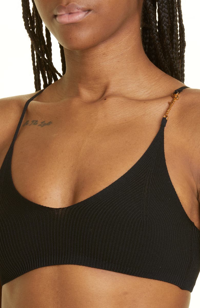 Jacquemus Scoop Neck Rib Bra Top, Alternate, color,