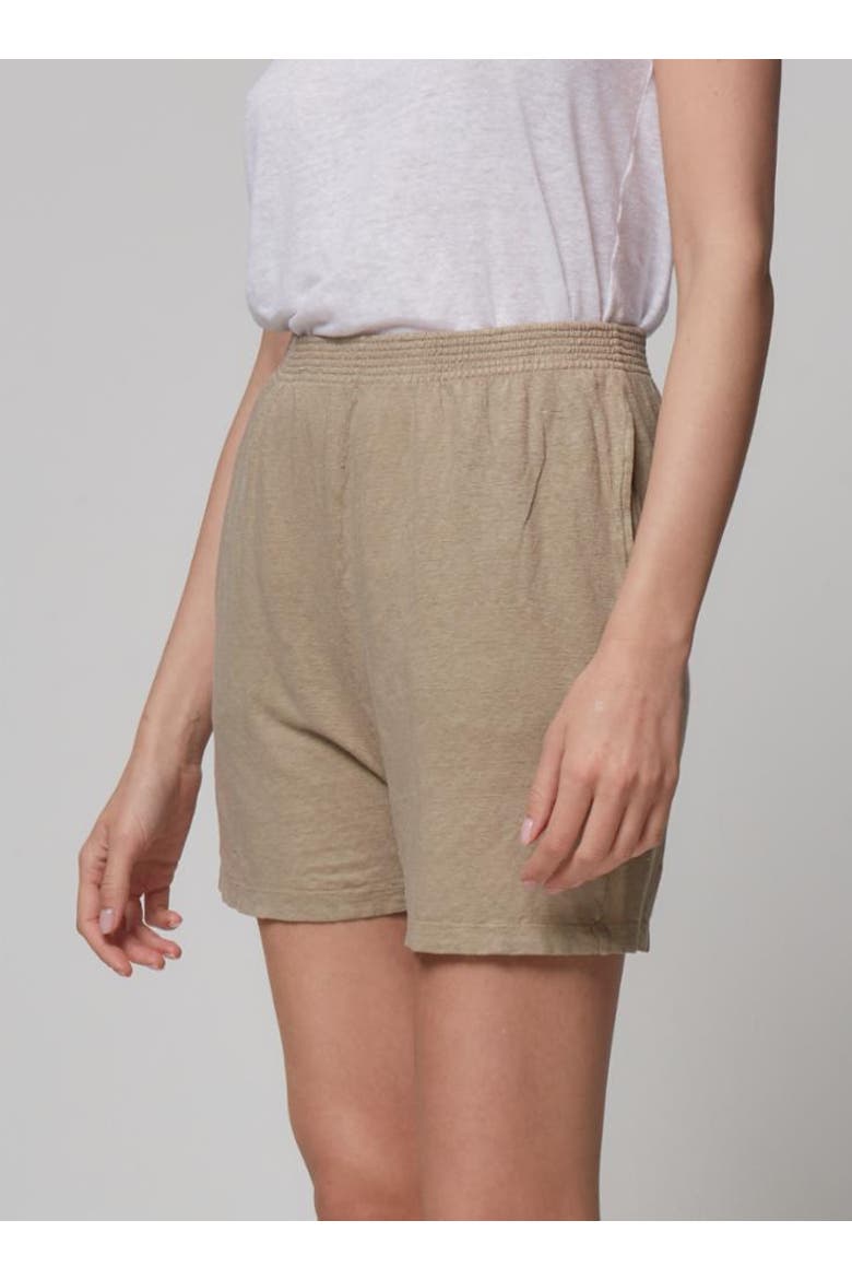 Linen Stretch Hand Dye Pull-On Shorts, Alternate, color, SABLE