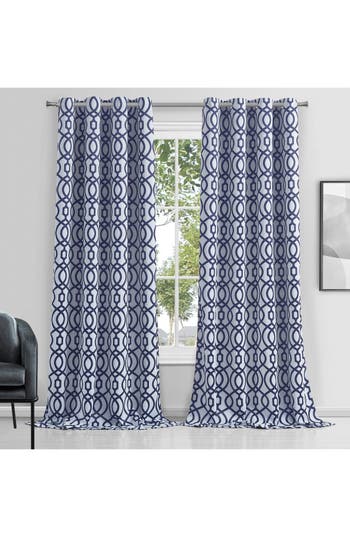 Dainty Home Single Blackout Panel Curtain In White And Navy