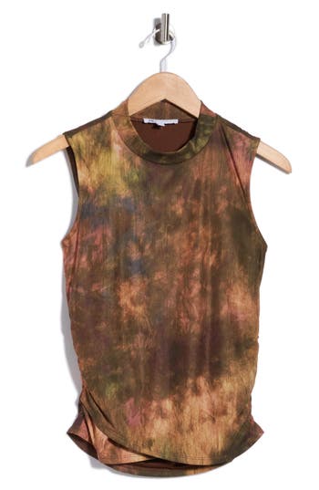 Dr2 By Daniel Rainn Sleeveless Mesh Top In Brown/ Green