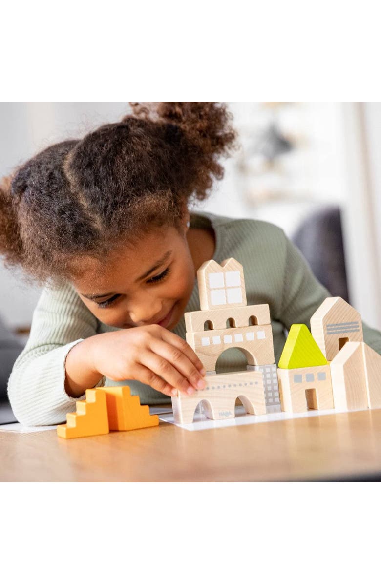 HABA Logical Master Builder Blocks - 26 Blocks with 16 Double Sided Template Cards, Alternate, color, Multi