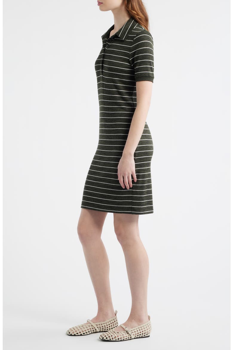 The Knit Stripe Polo Dress, Alternate, color, ARMY