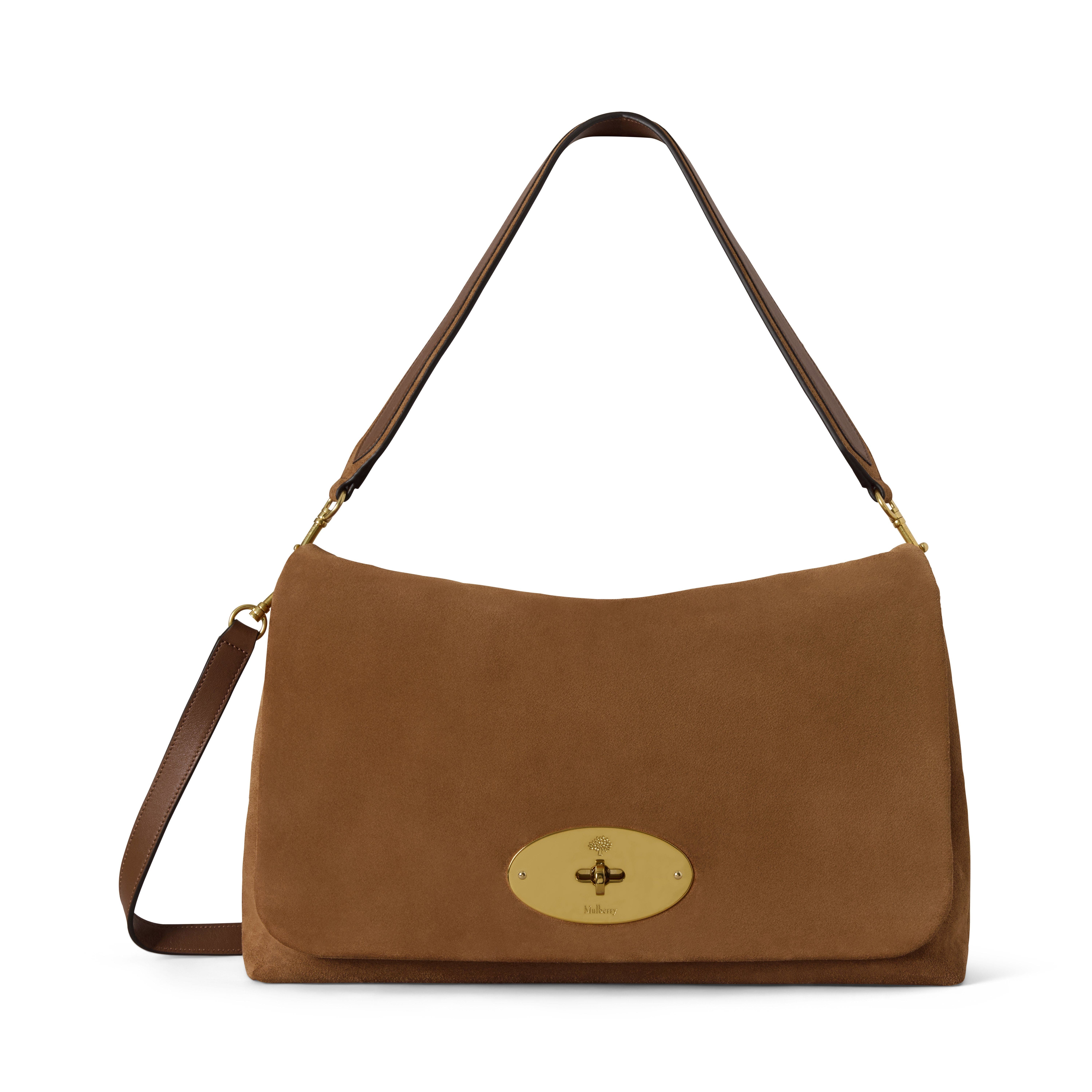 Large Delilah Suede Flap Bag, Main, color, Vintage Oak