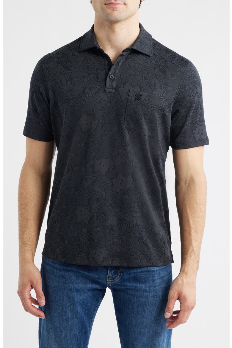 Evans Jacquard Polo, Main, color, BLACK PAISLEY