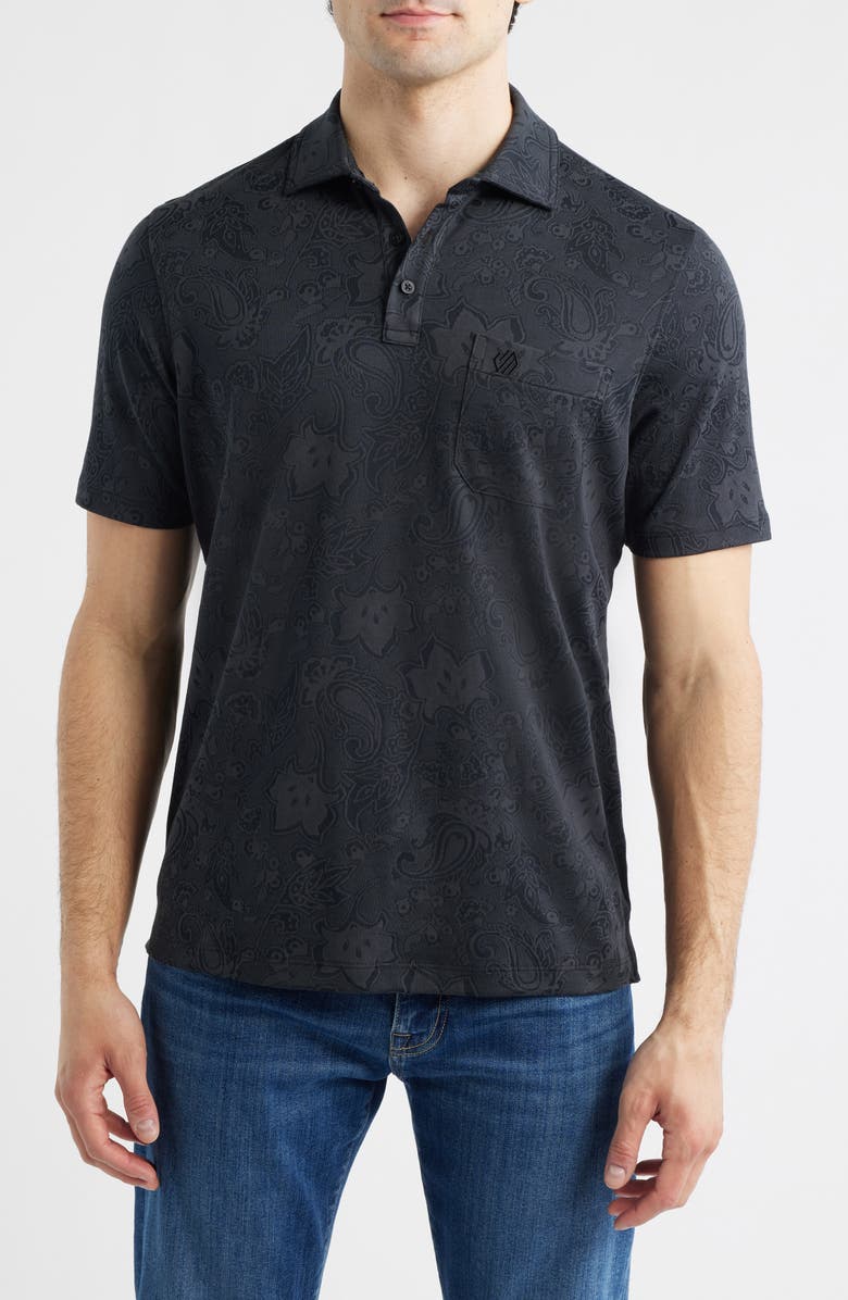 Johnston & Murphy Evans Jacquard Polo, Main, color, Black Paisley