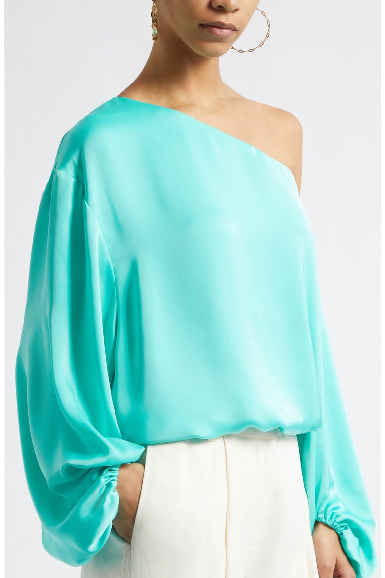 Marley One Shoulder Long Sleeve Shirt, Alternate, color, JADE