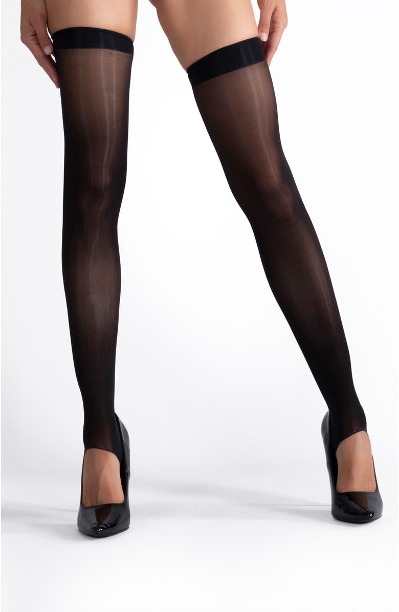 LECHERY<sup>®</sup> 2 Pairs of Glossy Stirrup Thigh Highs, Alternate, color, Black