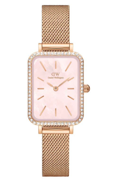 Daniel Wellington Quadro Mesh Strap Watch, 20mm X 26mm In Gold