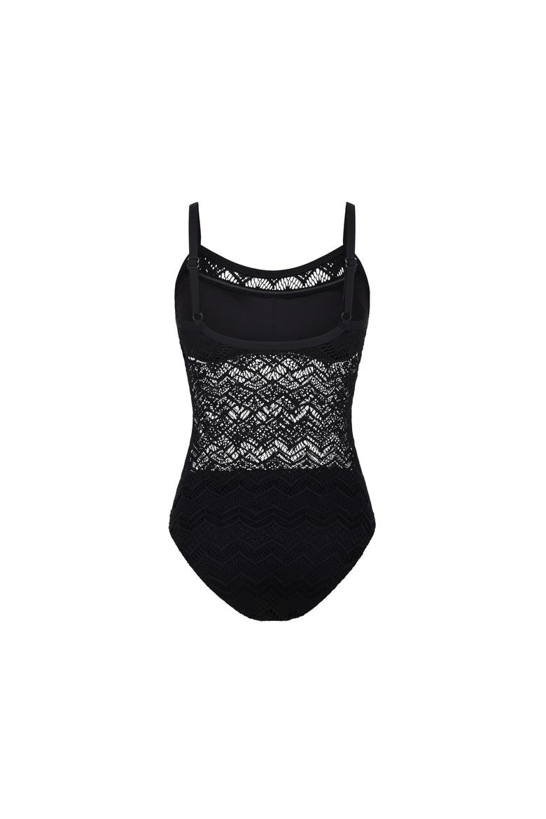 Lace One-piece Swimsuit, Alternate, color, black