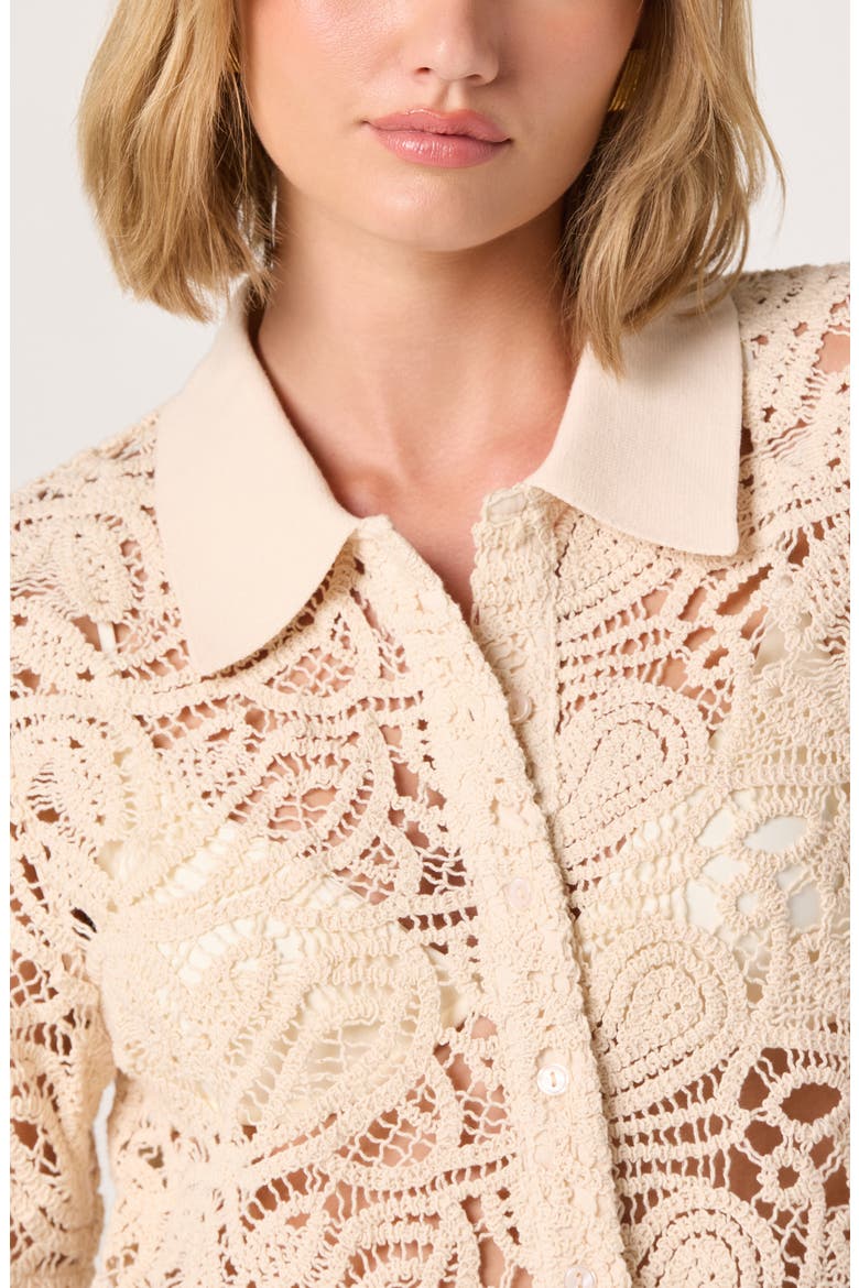 Loren Lace Short Sleeve Shirt, Alternate, color, NATURAL