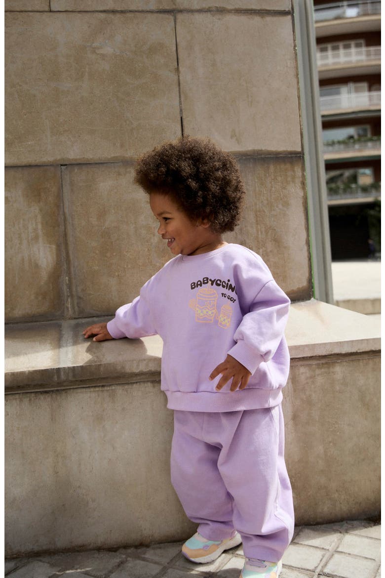 Kids' Babyccino To Go Sweatshirt & Sweatpants Set, Alternate, color, PURPLE