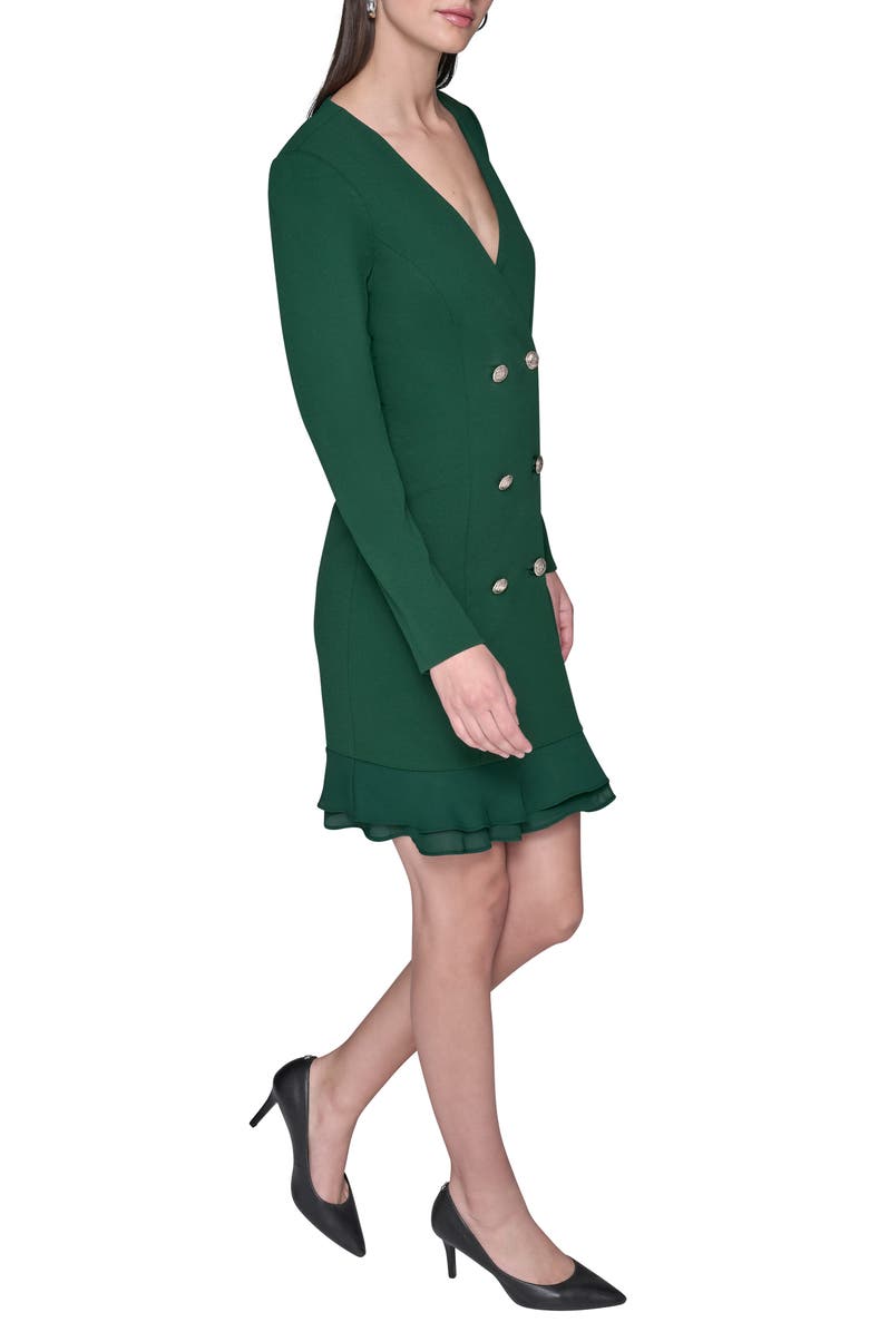 KARL LAGERFELD PARIS Ruffle Hem Scuba Crepe Dress, Alternate, color, Pine