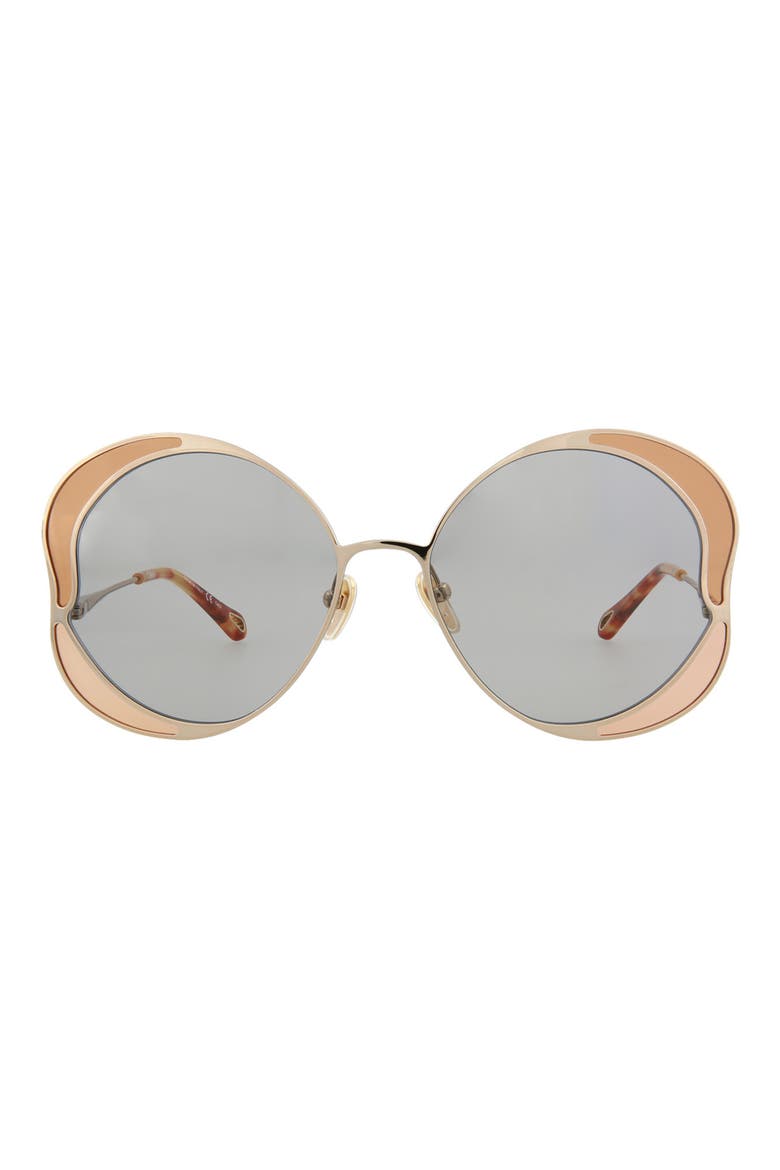 60mm Oversize Round Sunglasses, Main, color, GOLD GREY