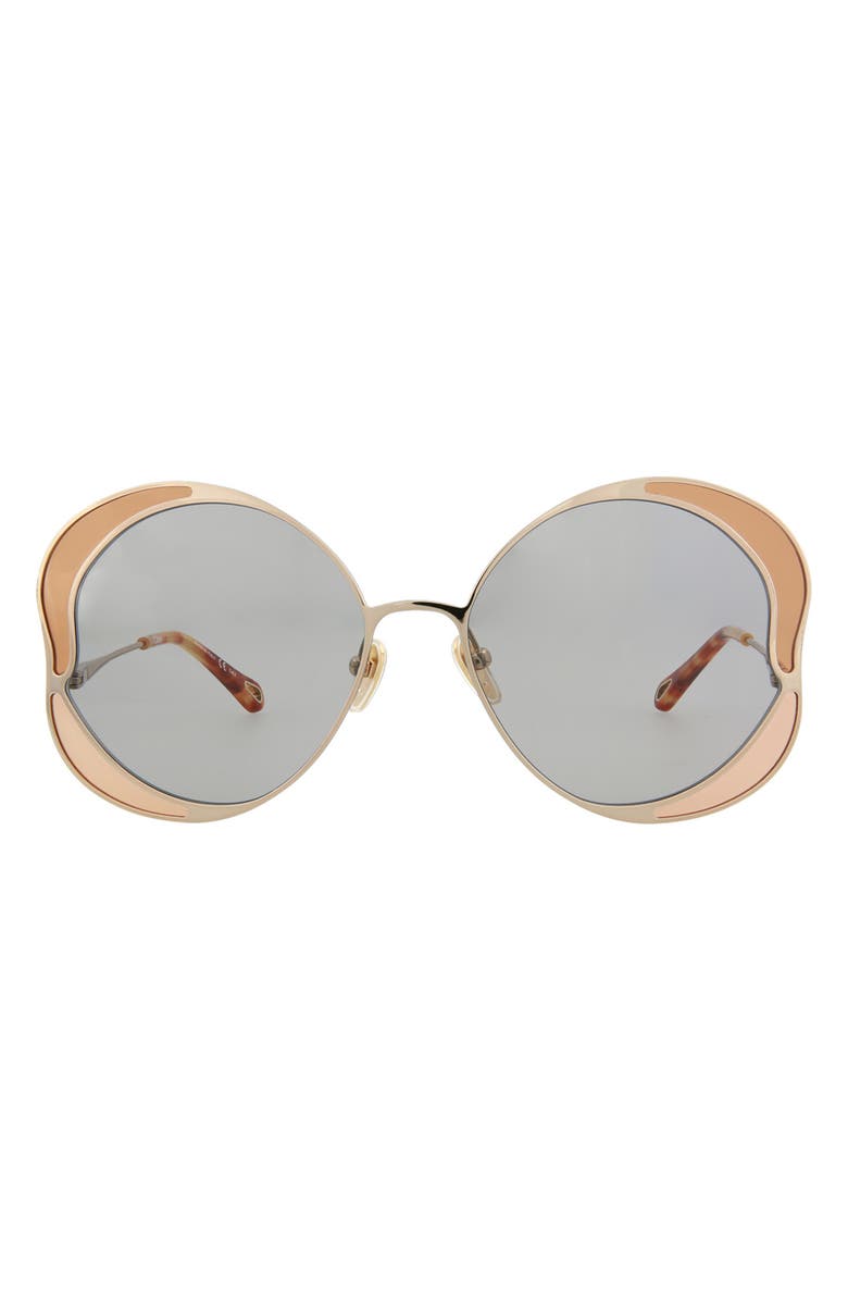 Chloé 60mm Oversize Round Sunglasses, Main, color, Gold Grey