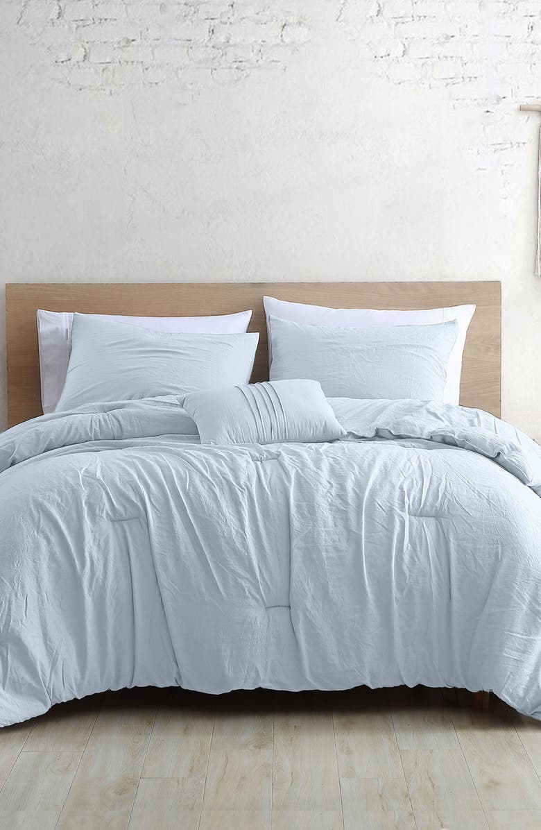 Modern Threads 4-Piece Garment-Washed Comforter Set - Beck Dark Rose - Queen, Alternate, color, Light Blue