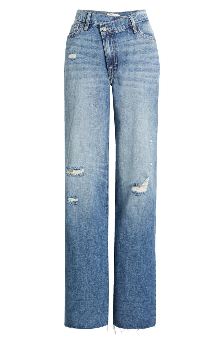 HIDDEN JEANS Raw Hem Crossover Waist Ankle Wide Leg Jeans, Alternate, color, 