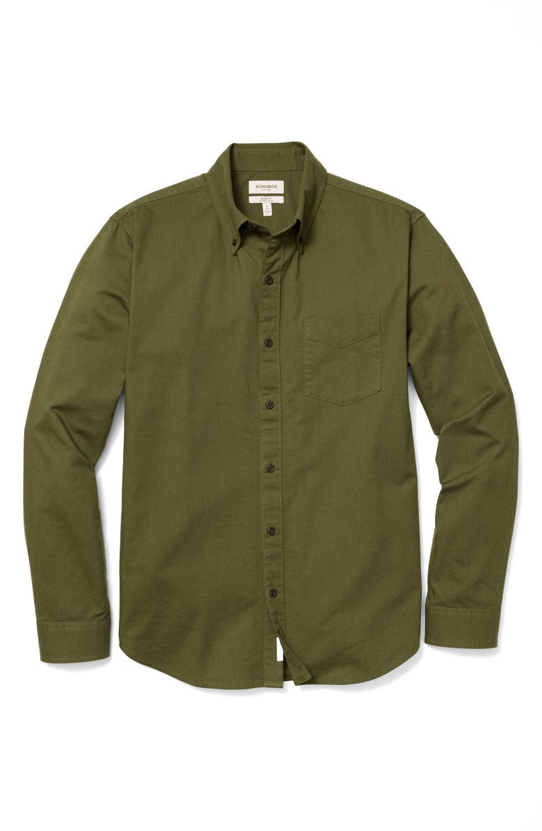 Bonobos Everyday Slim Fit Solid Cotton Button-Down Oxford Shirt, Alternate, color, Olive