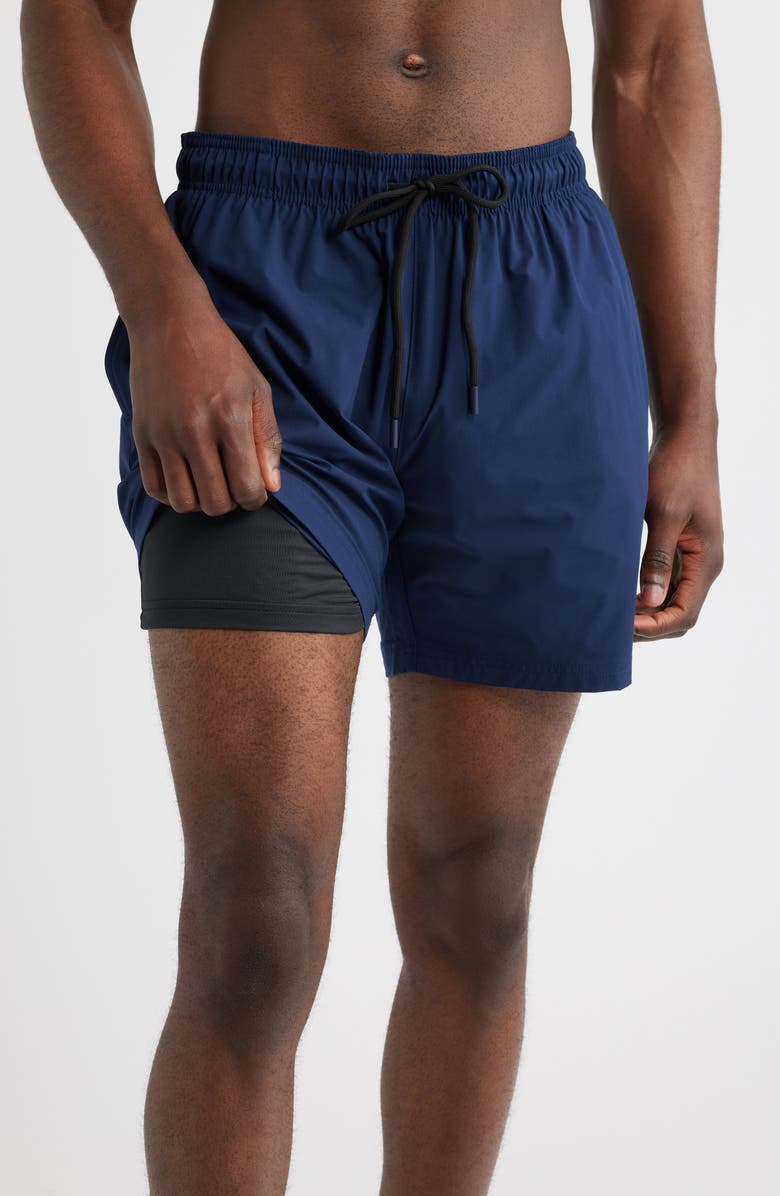 BOSS Shark Swim Trunks, Alternate, color, Navy