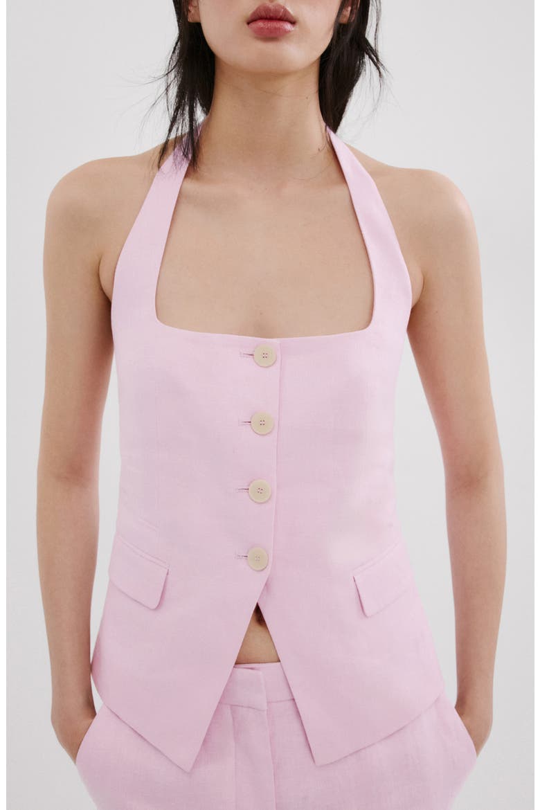 Linen Suit Waistcoat, Main, color, PINK