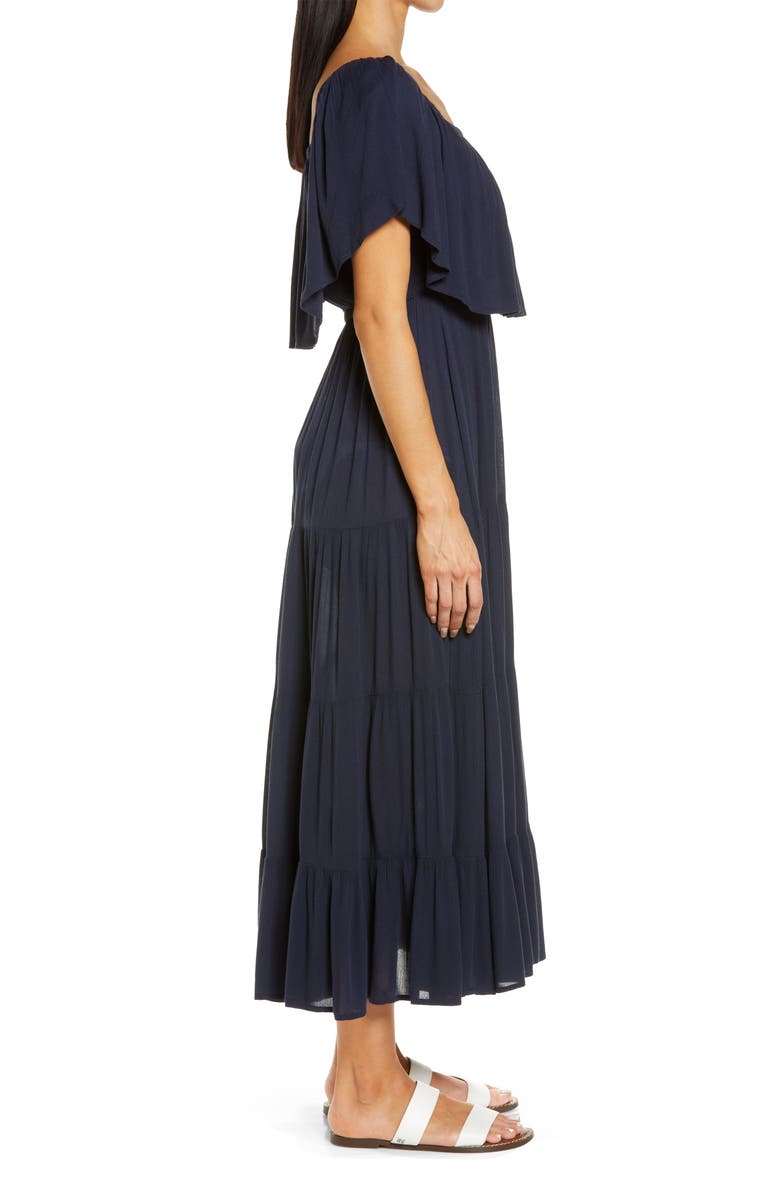 Elan Off the Shoulder Ruffle Cover-Up Maxi Dress, Alternate, color,