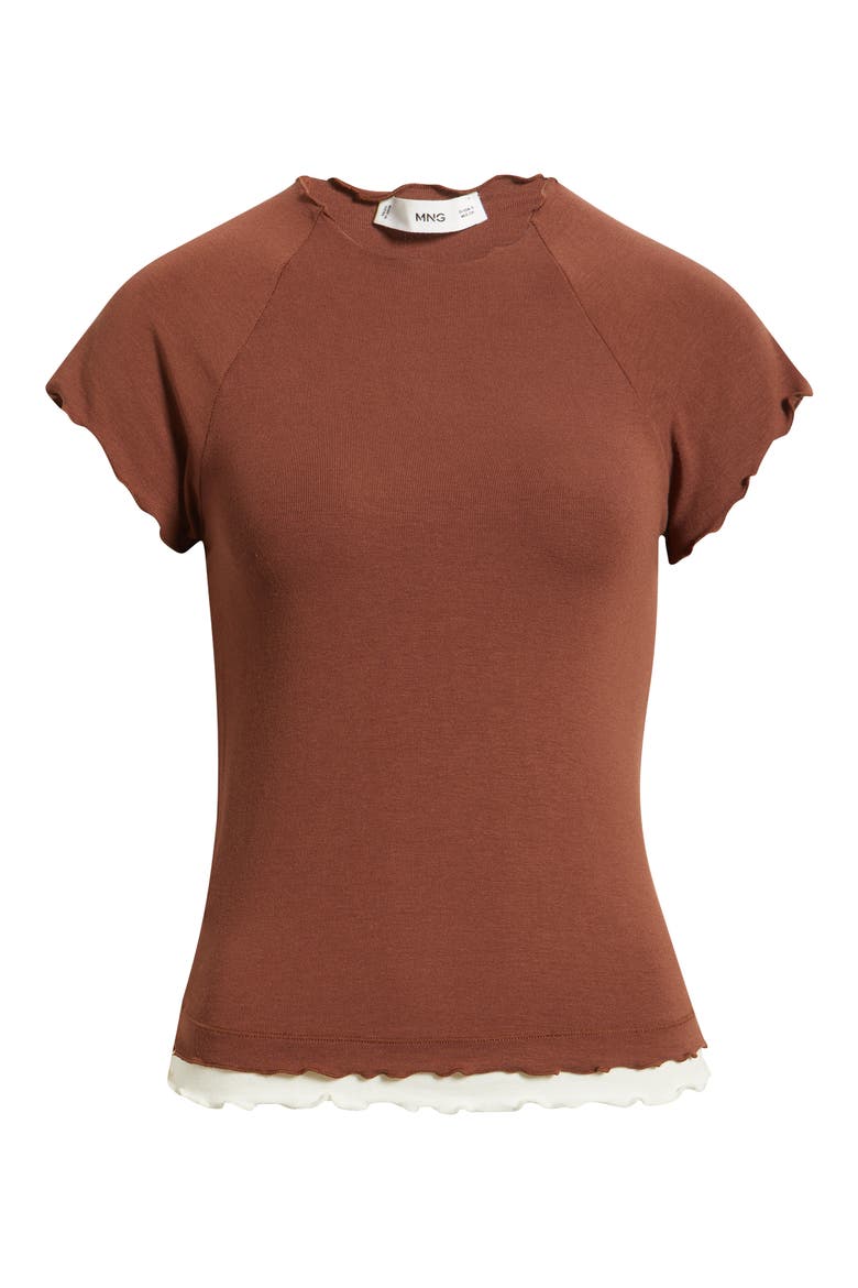 Lettuce Edge Layered Top, Alternate, color, BROWN