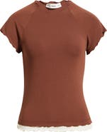 MANGO Lettuce Edge Layered Top