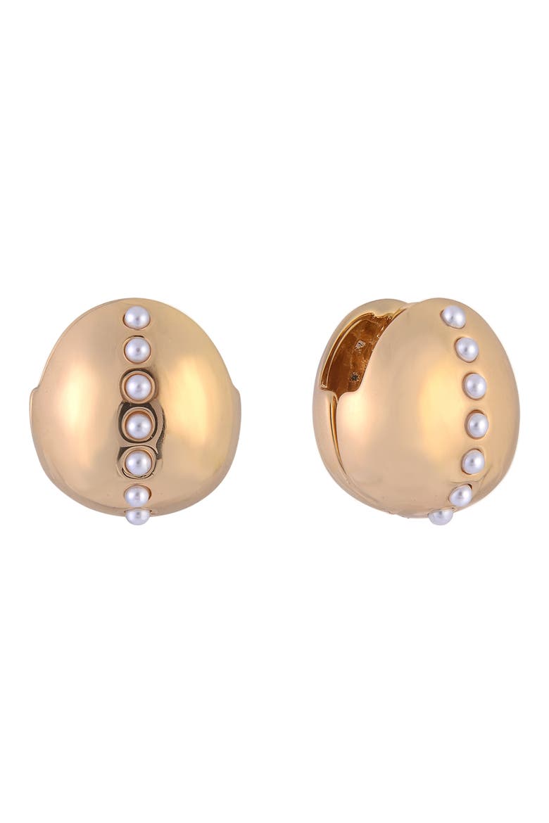 Crystal Huggie Hoop Earrings, Main, color, GOLD