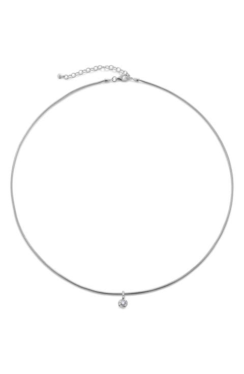 Solitaire Lab Grown Diamond Pendant Snake Chain Necklace