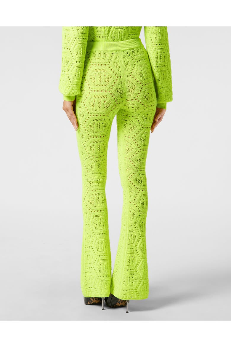Fluo Knit Trousers Monogram Women, Alternate, color, yellowfluo