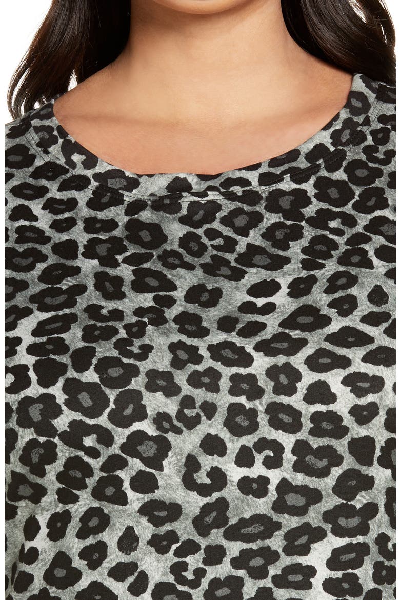 Side Slit Midi T-Shirt Dress, Alternate, color, LEOPARD