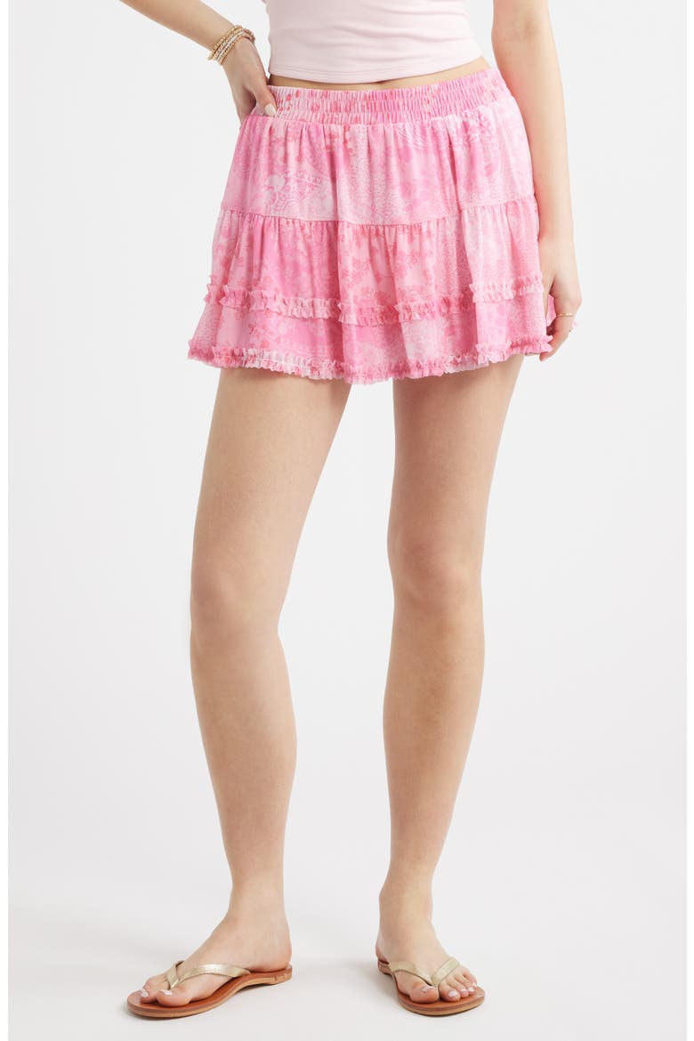 Ditsy Floral Mesh Miniskort, Main, color, PINK FLORA PAISLEY