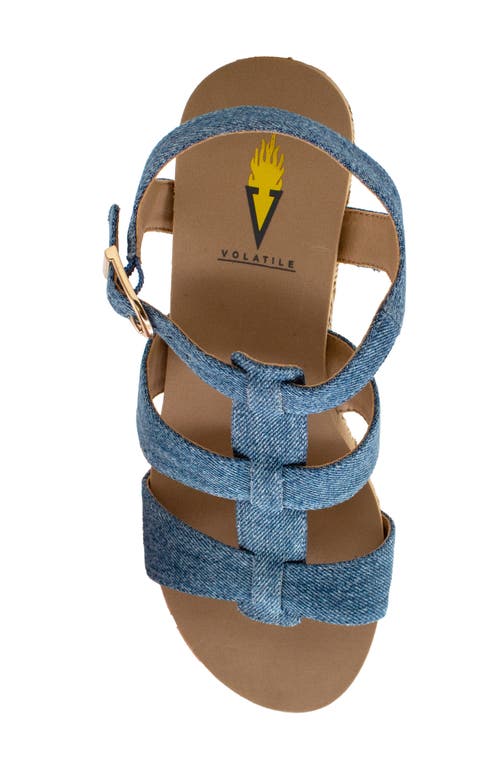 Volatile Crimini Platform Wedge Sandal In Denim