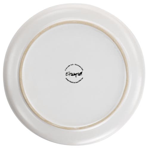 Elama Arthur 6pc Stoneware Dinner Plate Set In Matte White With Gold-tone Rim