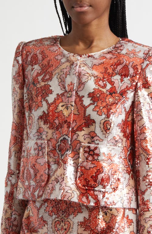 Cinq À Sept Cinq A Sept Sequin Damask Jacket In Pink Poppy Multi